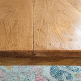 Solid oak farmhouse table, gilded and patinated, two drawers, 260 x 100 cm