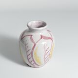 Scandinavian Modern Ceramic Vase with Red & Yellow Leaves, Alingsås Keramik 1947