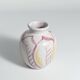 Vase en céramique moderne scandinave avec des feuilles rouges et jaunes, Alingsås Keramik 1947