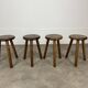 4 tabourets tripodes en bois
