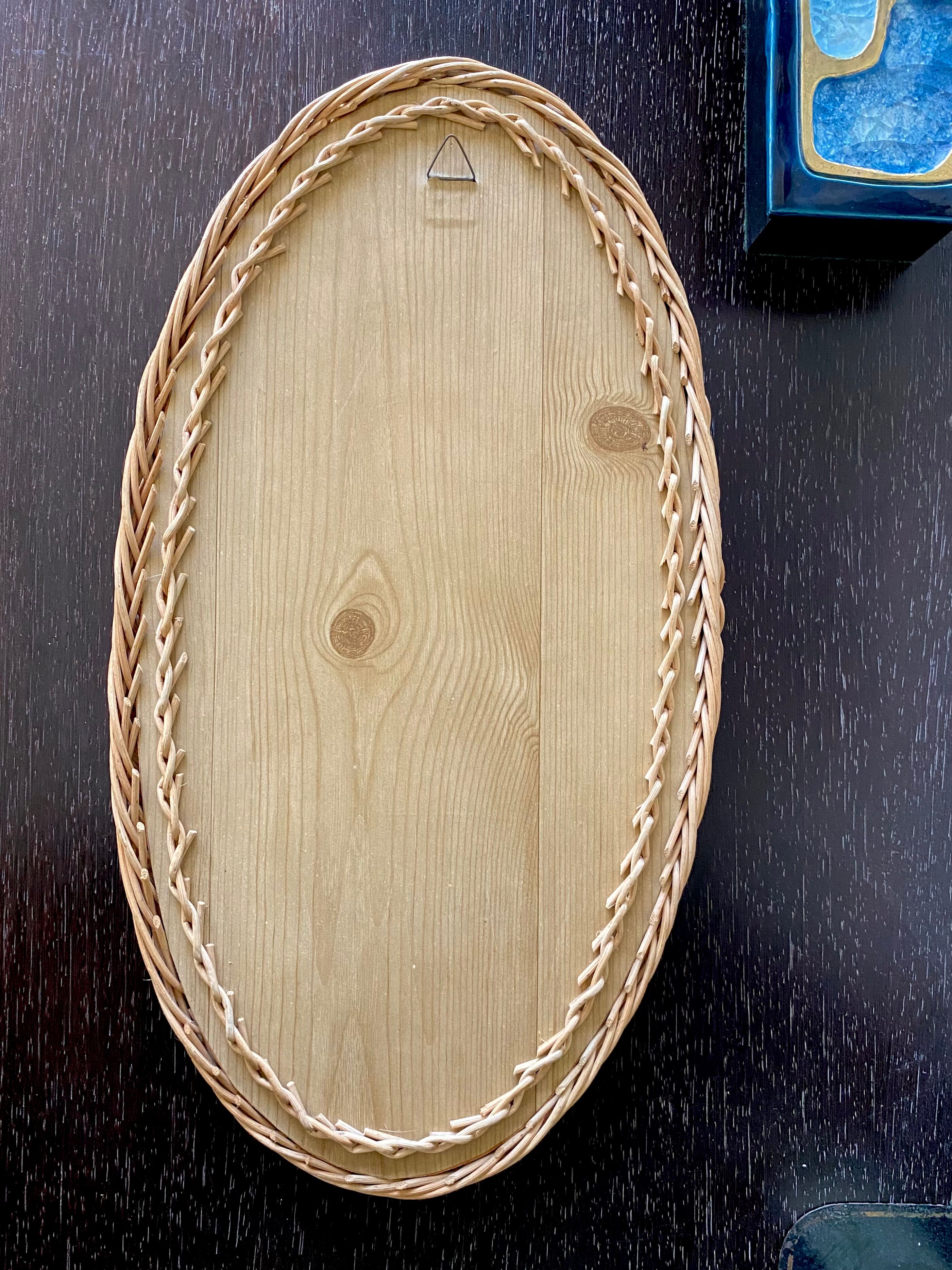 Braided rattan mirror