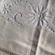 Drap 2 places BL lin neuf fleurs pastilles