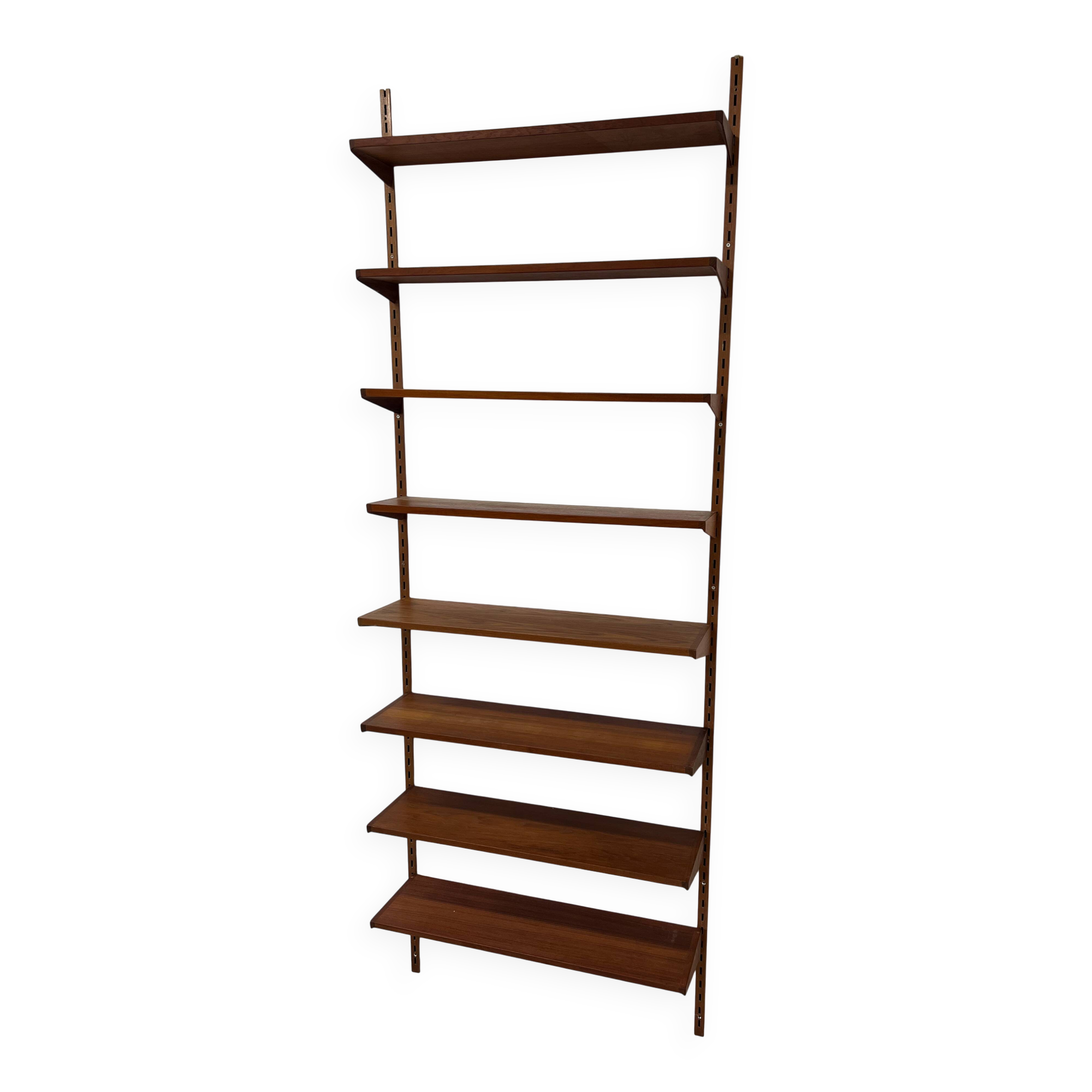 Kai Kristiansen Teak Shelving System, Felballes Møbler. Set of 8.