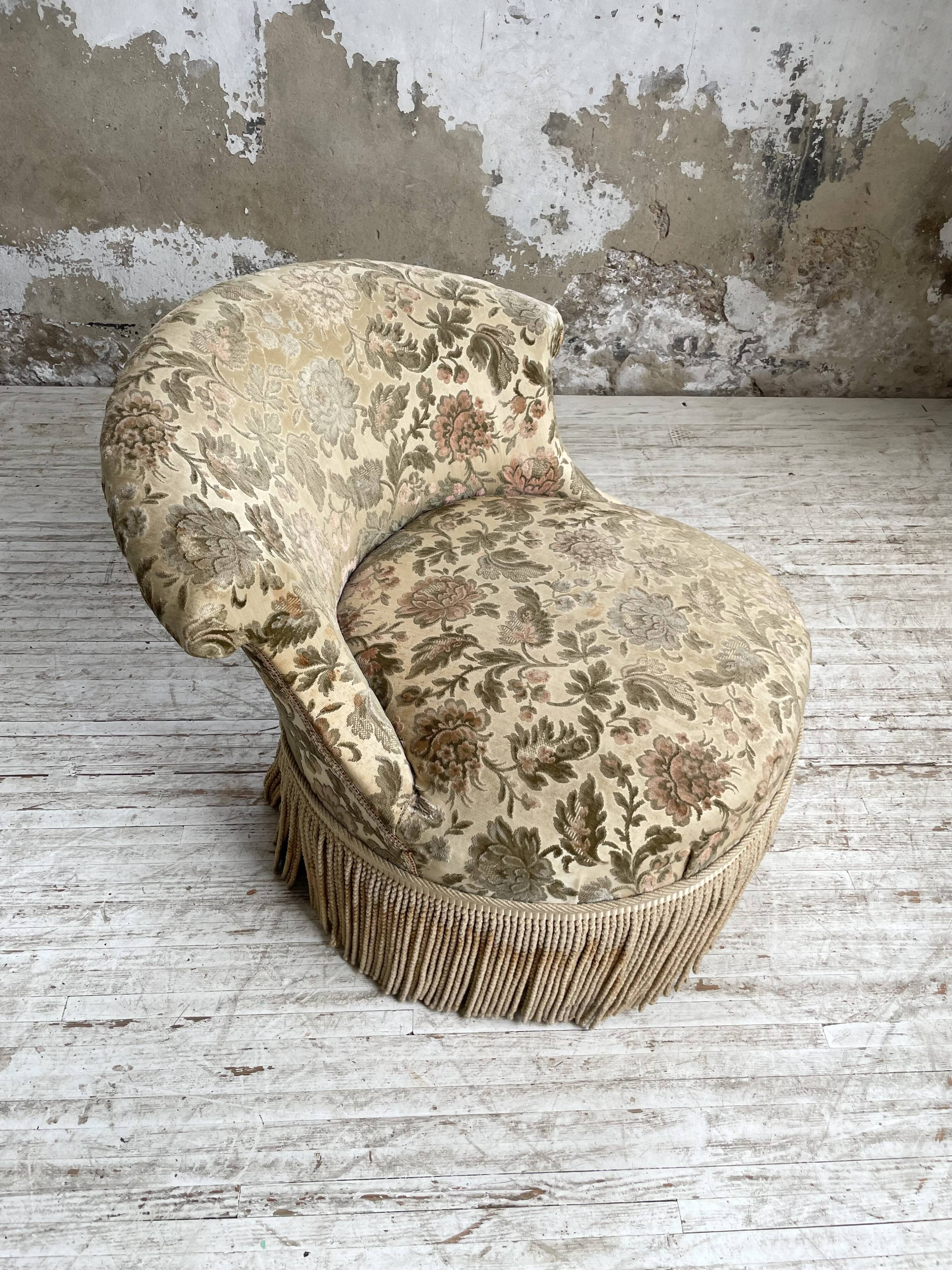 Fauteuil napoléon fleuri XIXème