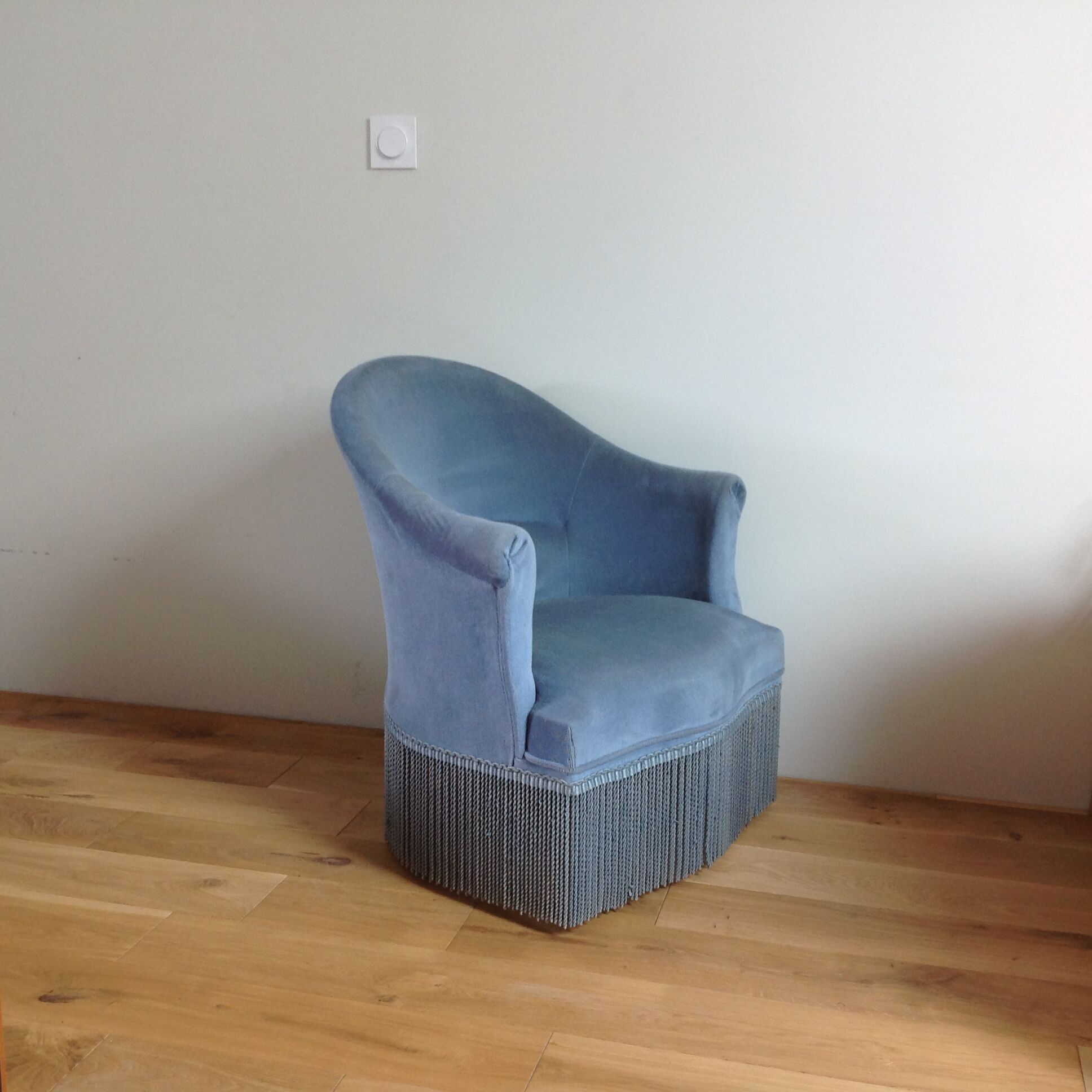 Blue velvet toad armchair