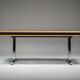 Mid-century modern oak and chrome desk with leather top, 1980s
