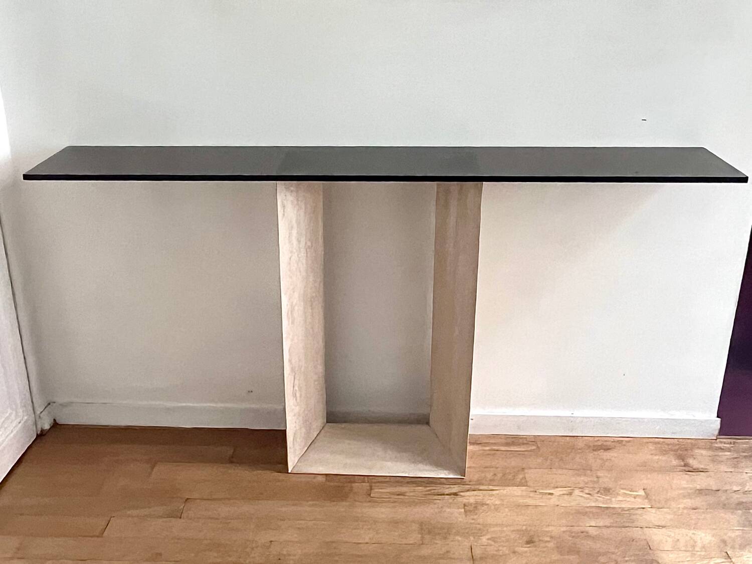 Console travertin verre 80’s