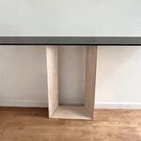 80s travertine glass console