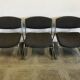 Pair of vintage armchairs in metal and grey mottled fabric.