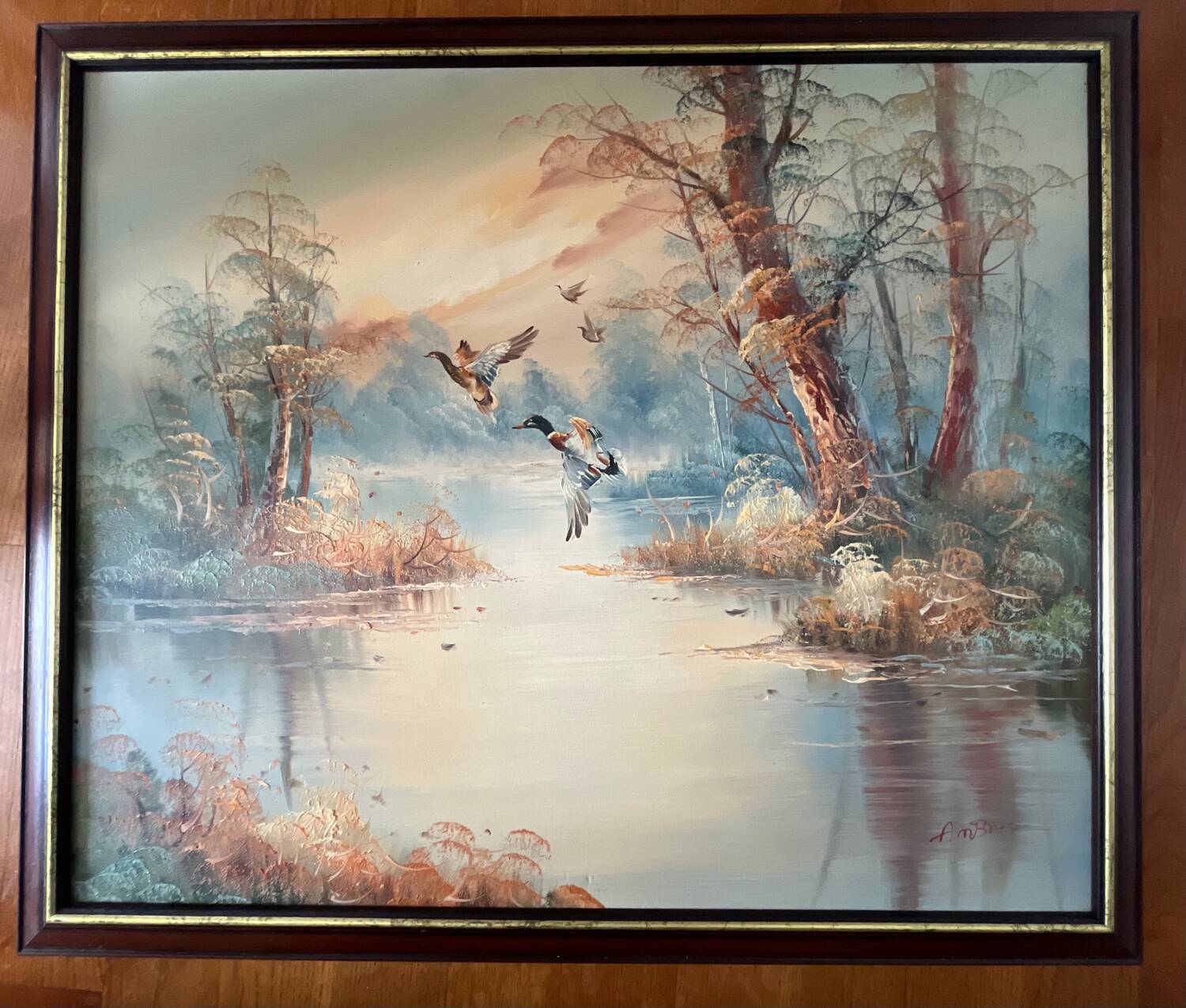 Painting: oil on canvas - lake landscape