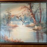 Painting: oil on canvas - lake landscape