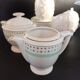 Tea set stars and mint green in semi-porcelain