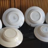6 old plates mismatched geometric patterns Moulin des Loups, St Amand