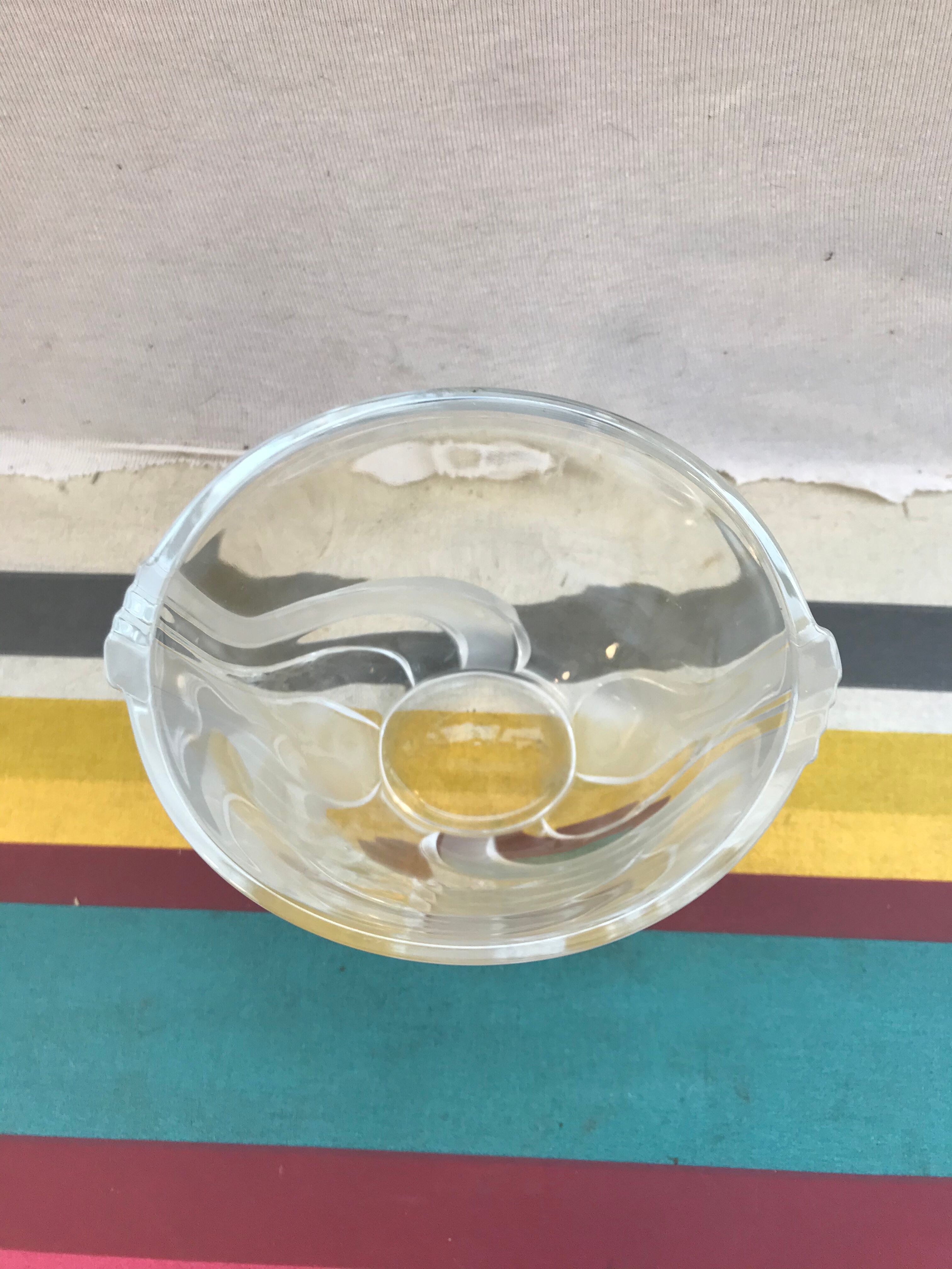 Ancient art deco moulded glass vase - vintage design decorated decor