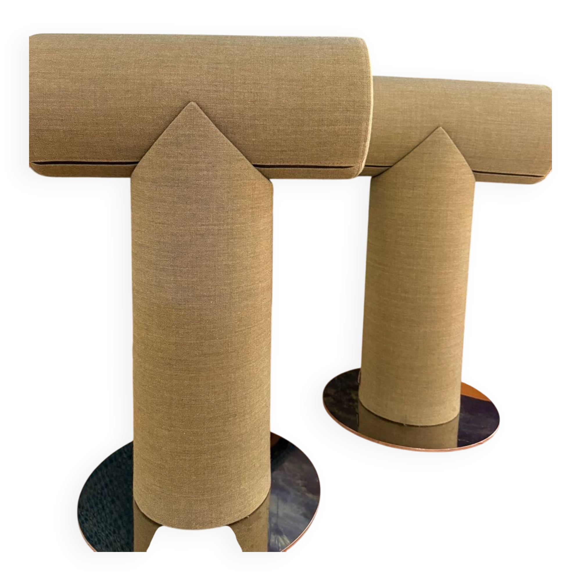 Pair of green Mister T Materia stools – like new