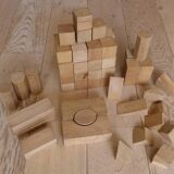 Old raw wood construction game in its cart