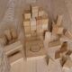 Old raw wood construction game in its cart