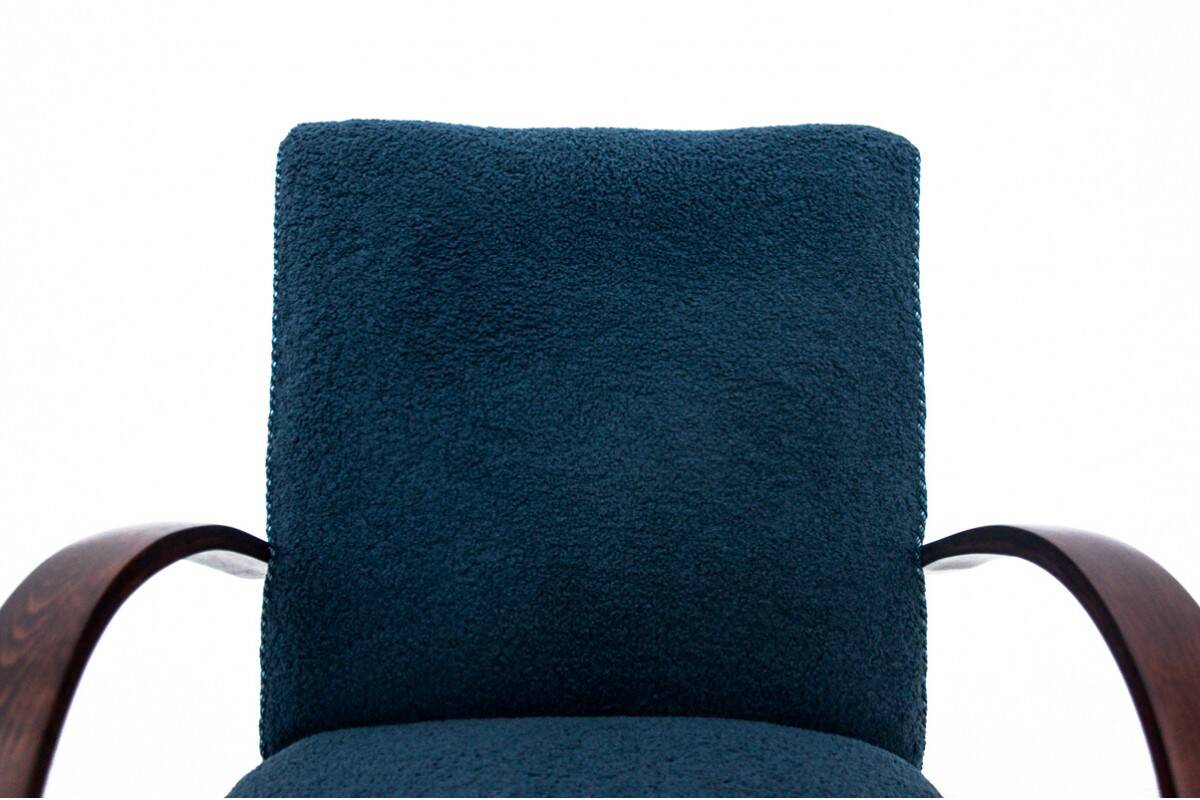 Blue boucle J. Halabala Armchair, after renovation