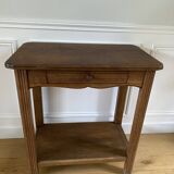 Console, Vintage side table with a drawer and a low shelf in solid wood