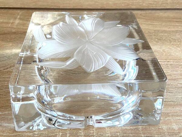 Gros Cendrier en Cristal Massif France J.G. Durand Design Moderne Art Déco Loft