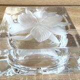 Large Solid Crystal Ashtray France JG Durand Modern Design Art Deco Loft