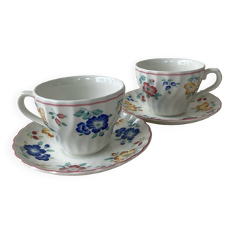 2 Churchill Rosetta Flower Cups and Saucers