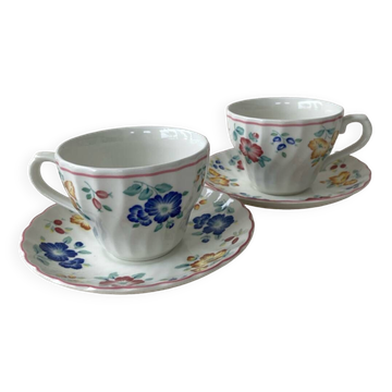 2 Churchill Rosetta Flower Cups and Saucers