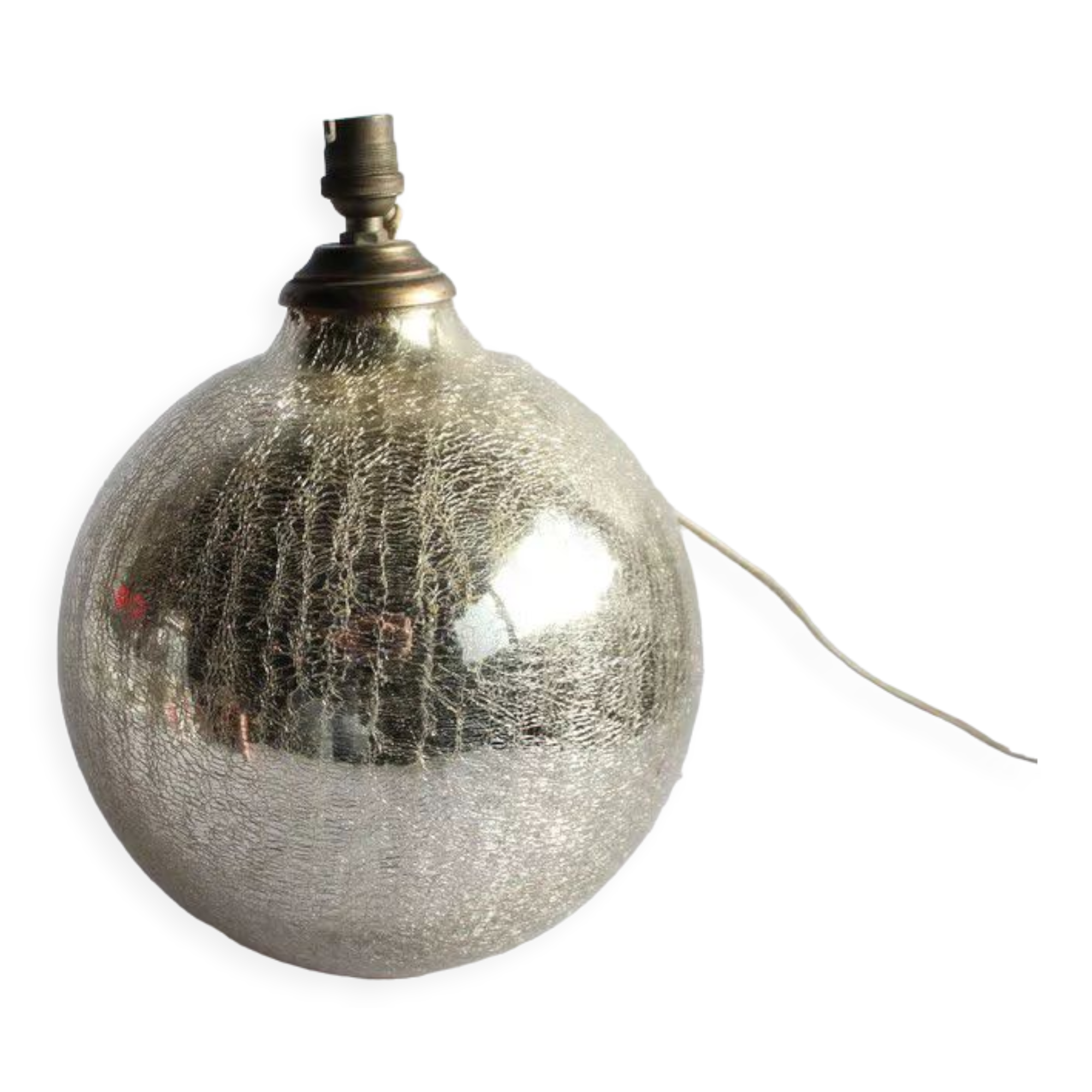 Art Deco lamp ball of cracked mercurized glass