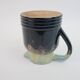 Art Deco pitcher in black, brown and blue glazed ceramic