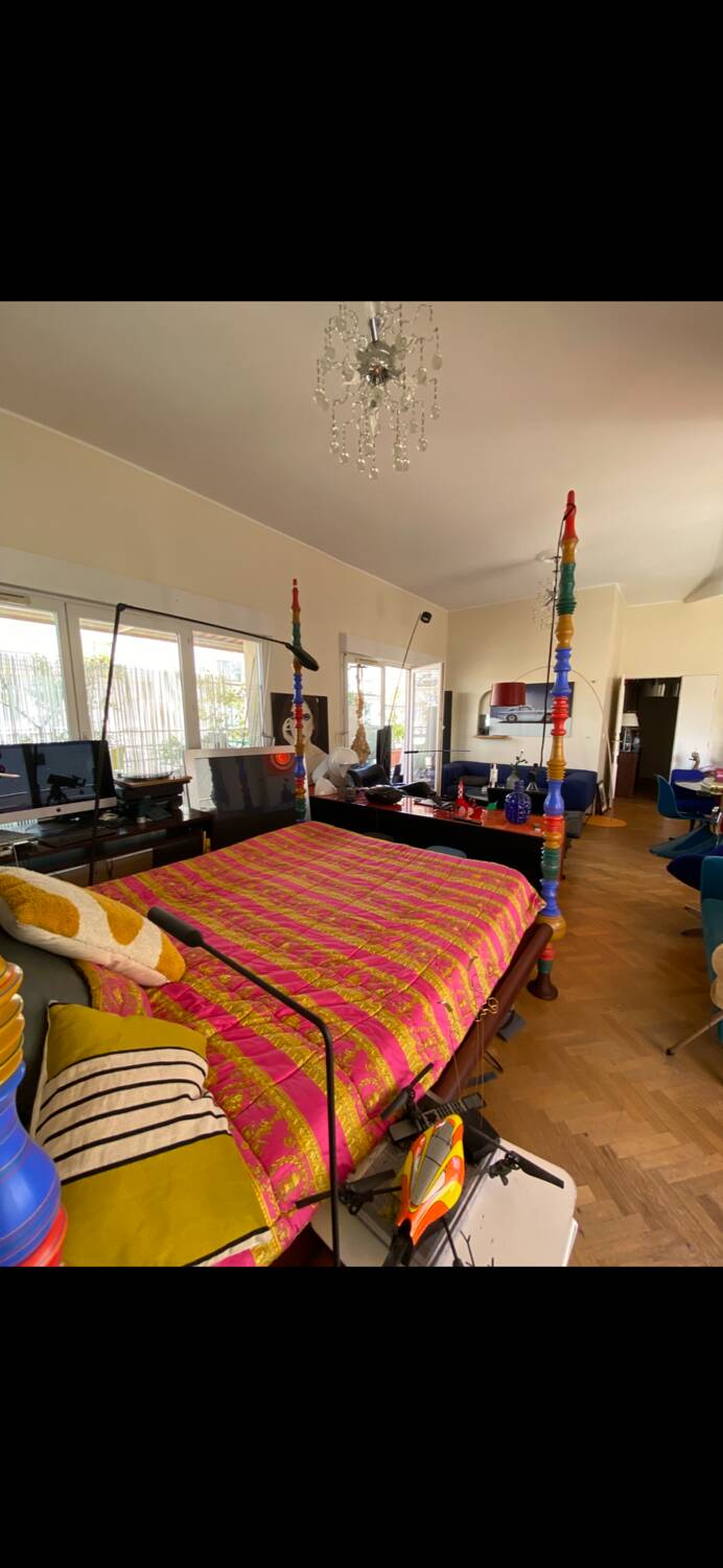 Mexican artist four-poster bed, king size, memory foam mattress