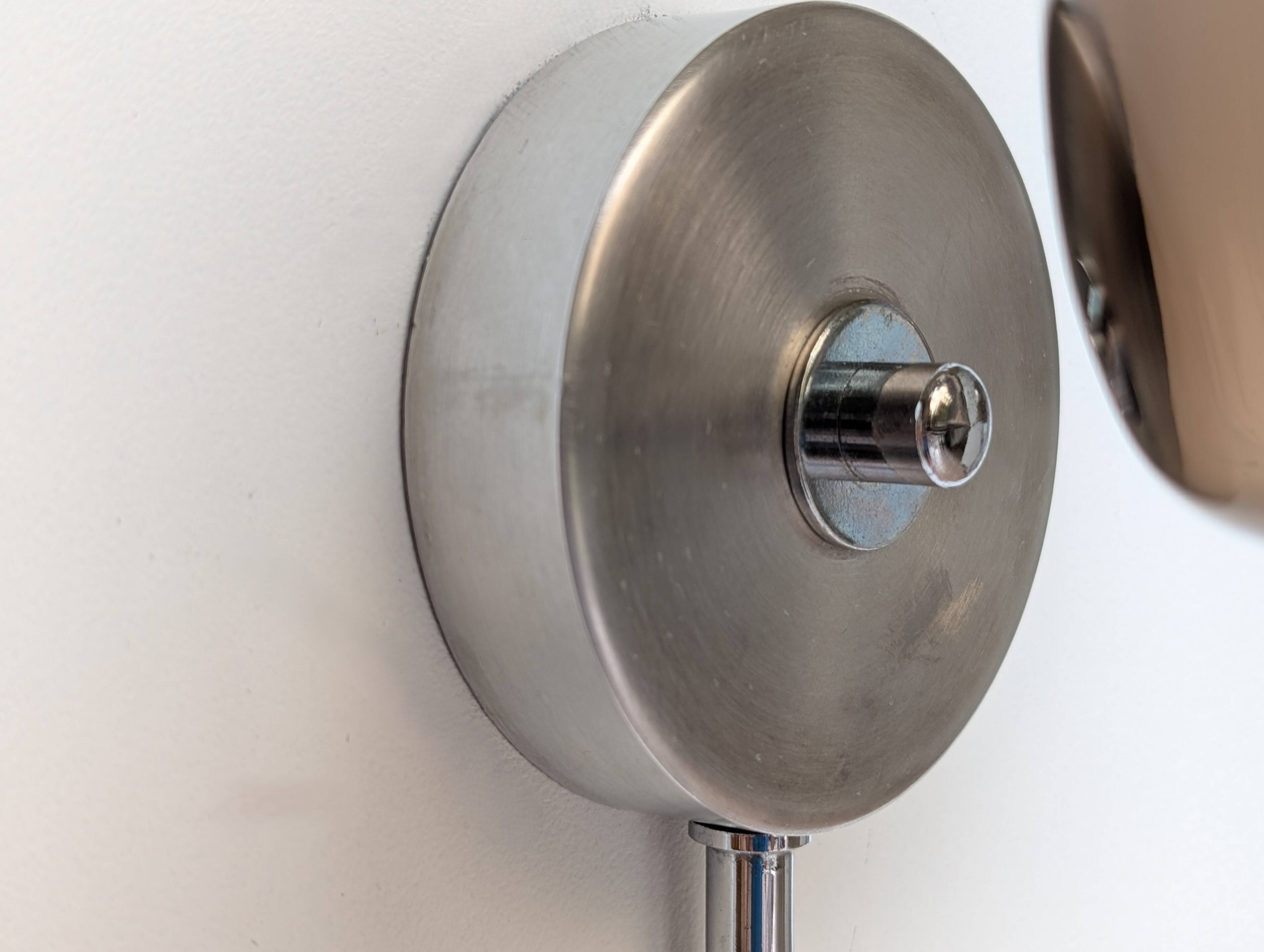 Pair of chrome and glass wall lights