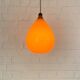 Scandinavian drop pendant light in orange, opaline and teak glass, 1960