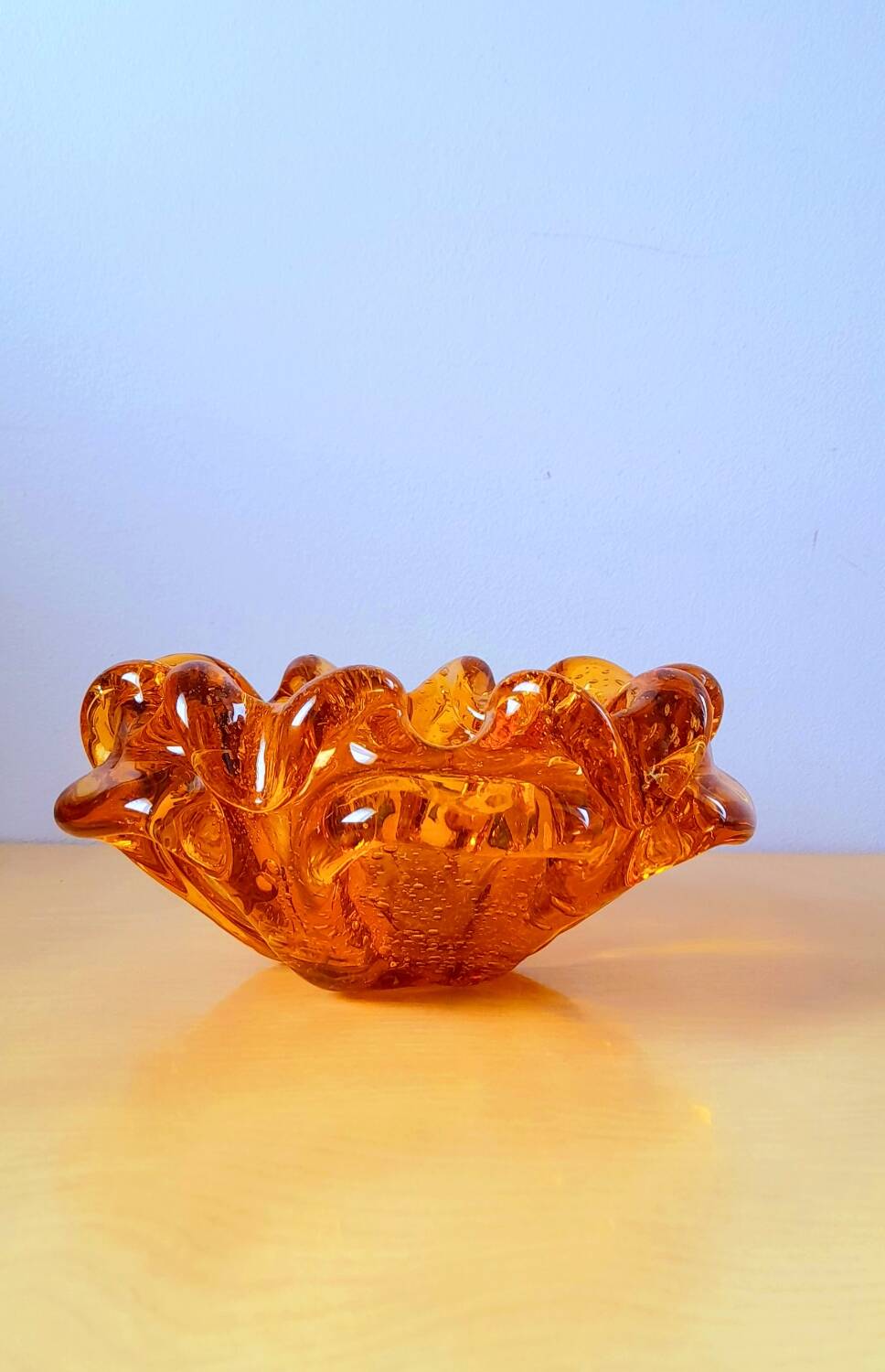 Murano amber glass ashtray 70s