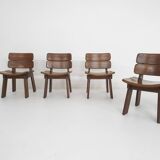 Set of four solid oak dining chairs, The Netherlands 1970's