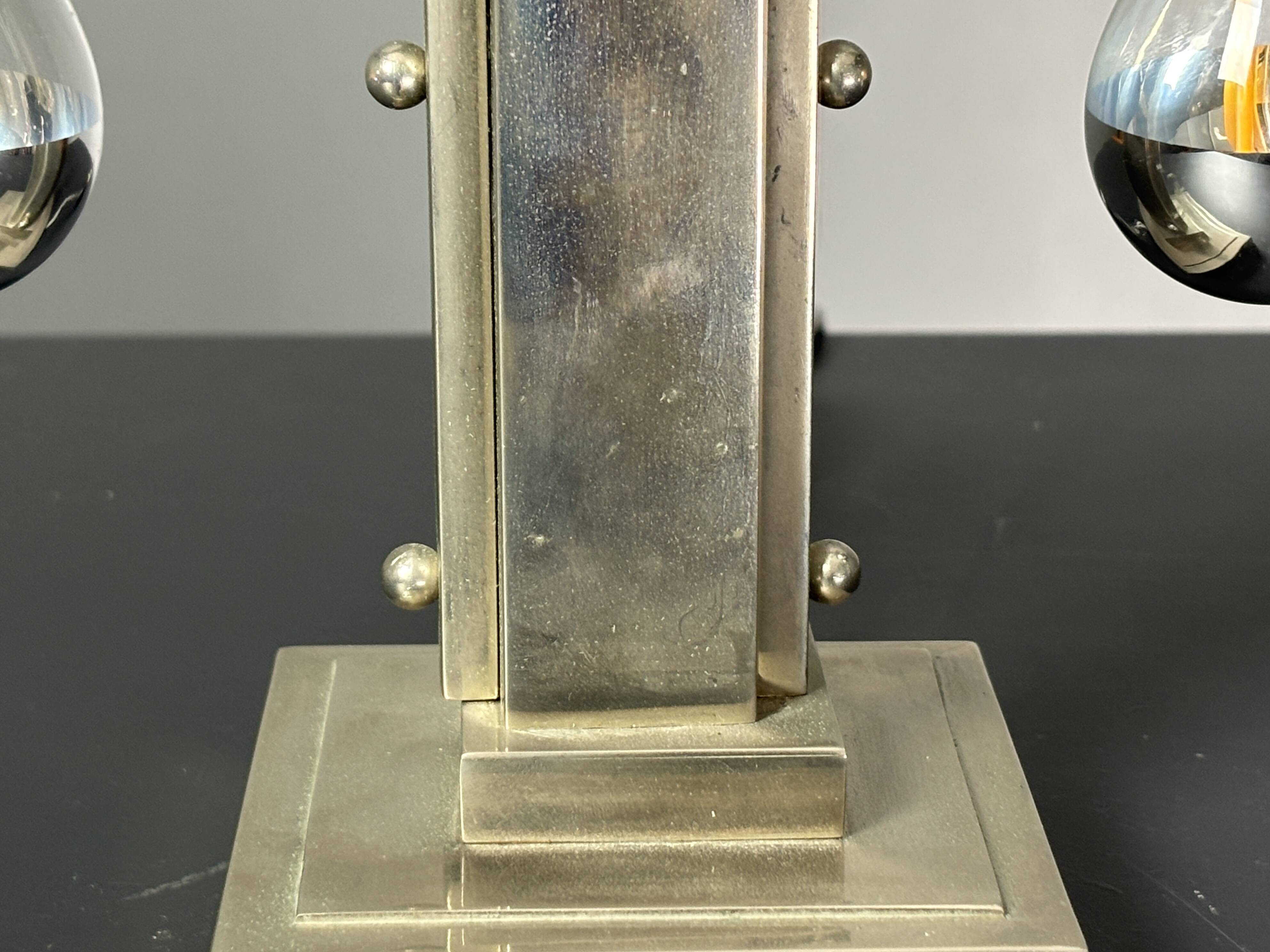 Dutch art deco nickel desk or table lamp, 1930s