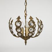 Brass facet cut glass hanging lamp gold plated 3rd quarter 20th