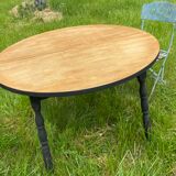 Table en bois ronde avec rallonge intégrée