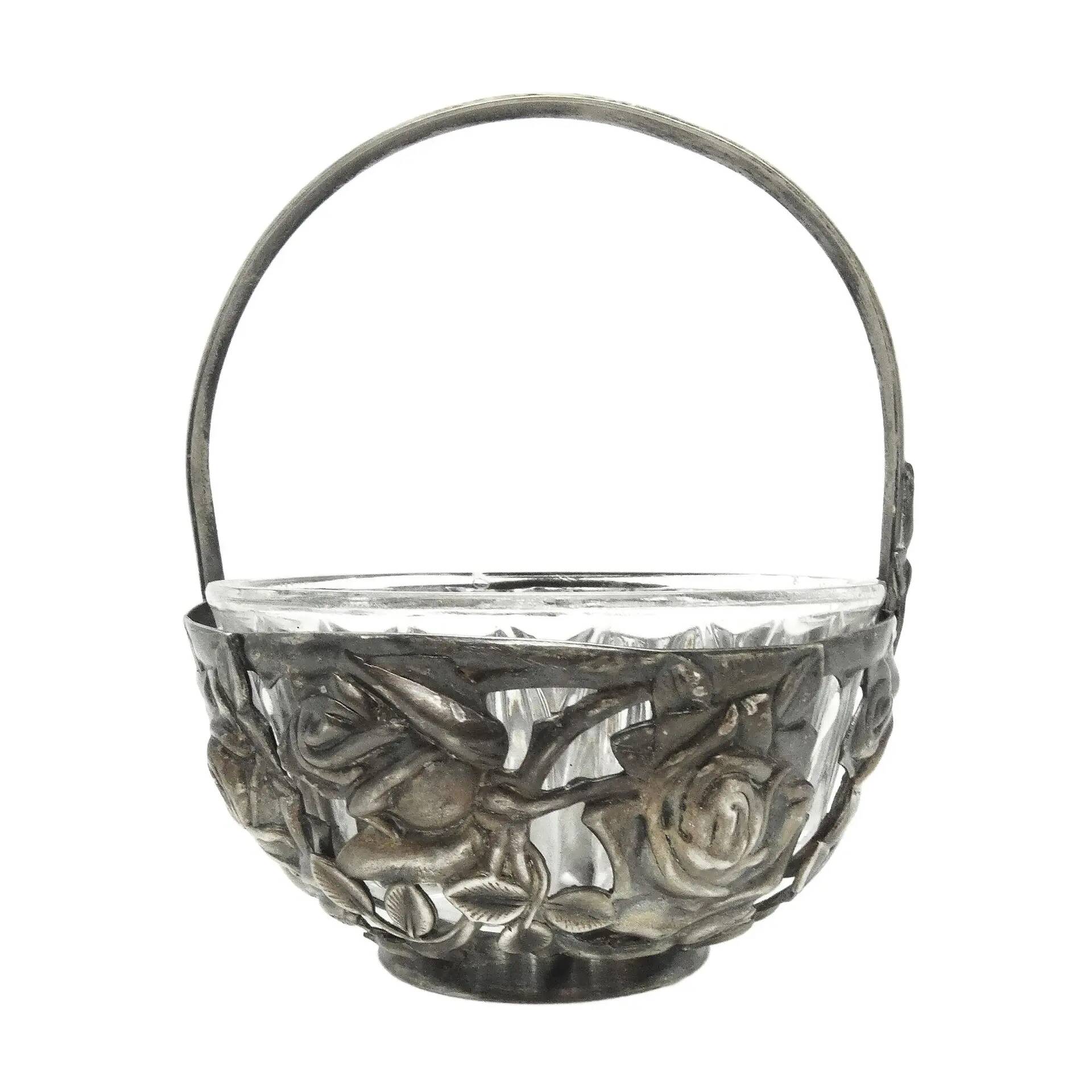Sugar bowl, postmodernism, silver-plated brass, HEFRA, Poland, 1970s
