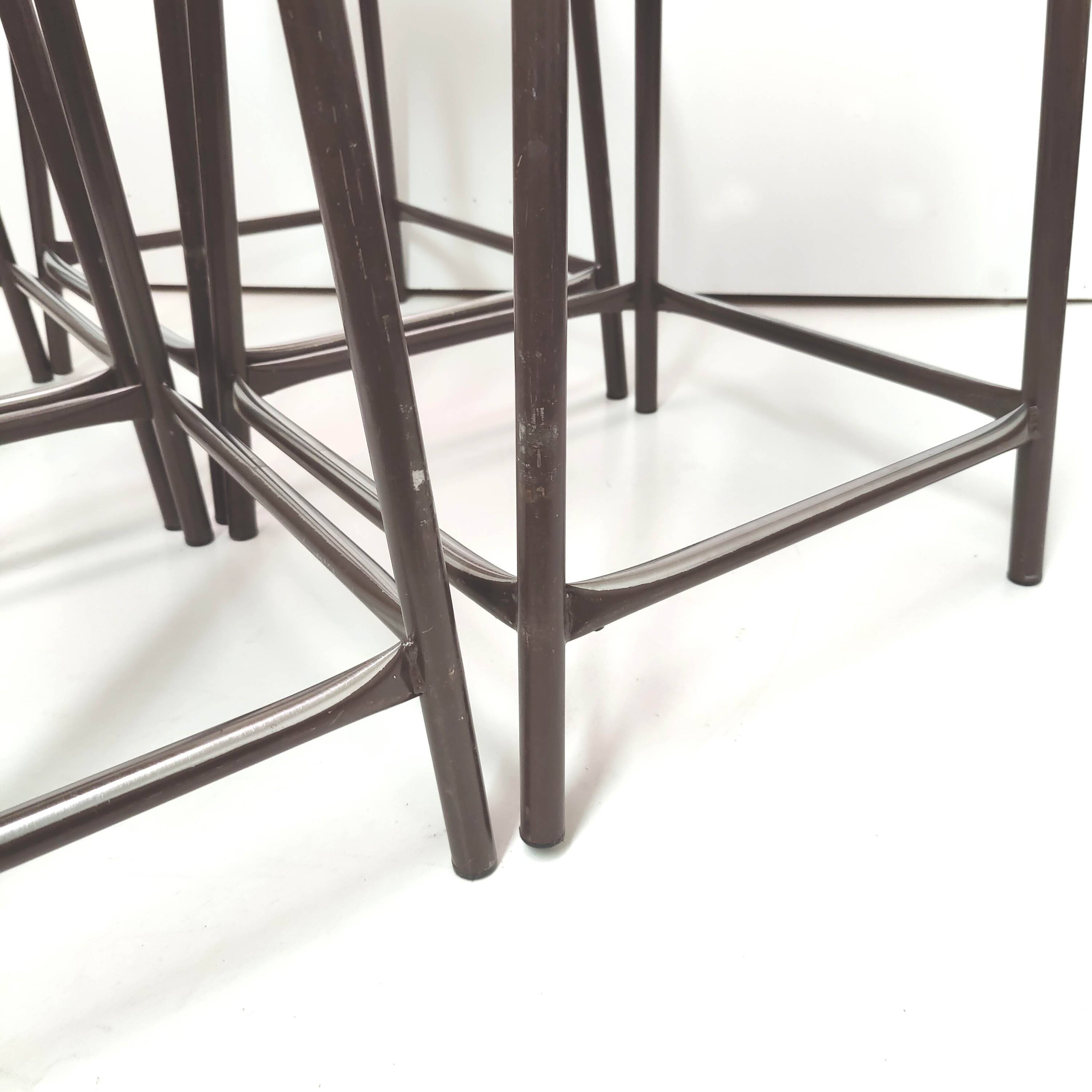 4 vintage metal and wood laboratory stools