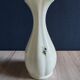 Vintage White Broken Ceramic Vase with Floral Pattern, Ribbed Vase