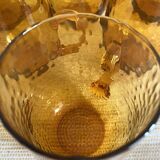 Amber blown glass mug glasses, 70s