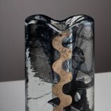 Vase en verre et plaqué argent des années 1970 par Claude Cuny pour Cassetti Firenze