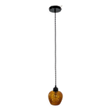 Suspension vintage en verre ciselé ocre