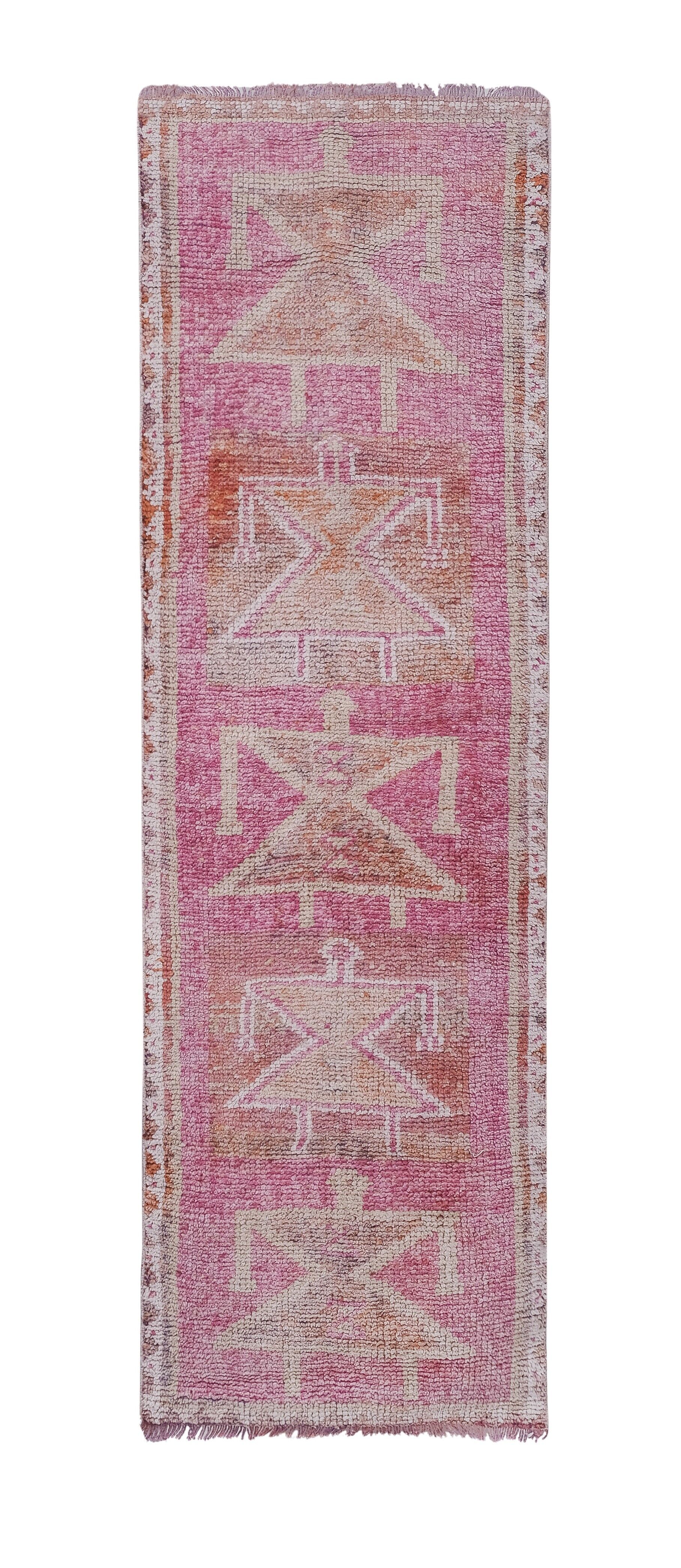 Vintage Turkish rug from Oushak, handwoven 85x266 cm