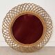 Italian Circle Rattan Bamboo Wall Mirror, 1960s