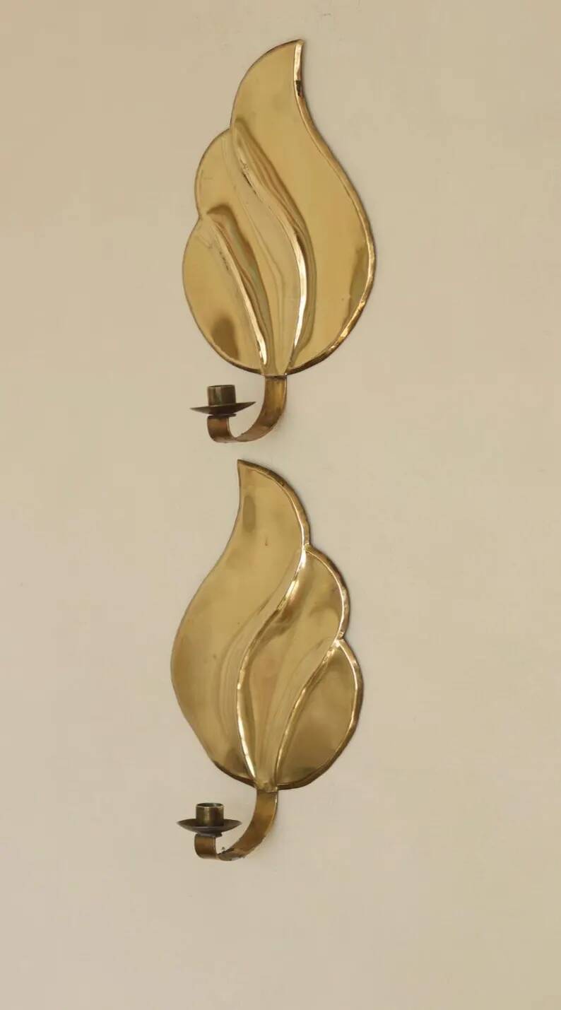 Pair of Swedish Mid-Century Brass Wall Sconces