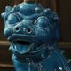 Lampe de table Foo Dog Vintage, céramique turquoise