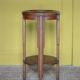 Vintage wooden side table, wooden and marble pedestal table, wooden pedestal, plant stand.