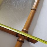 Turned wooden mirror in imitation of bamboo, mid-century, 54 cm x 67 cm