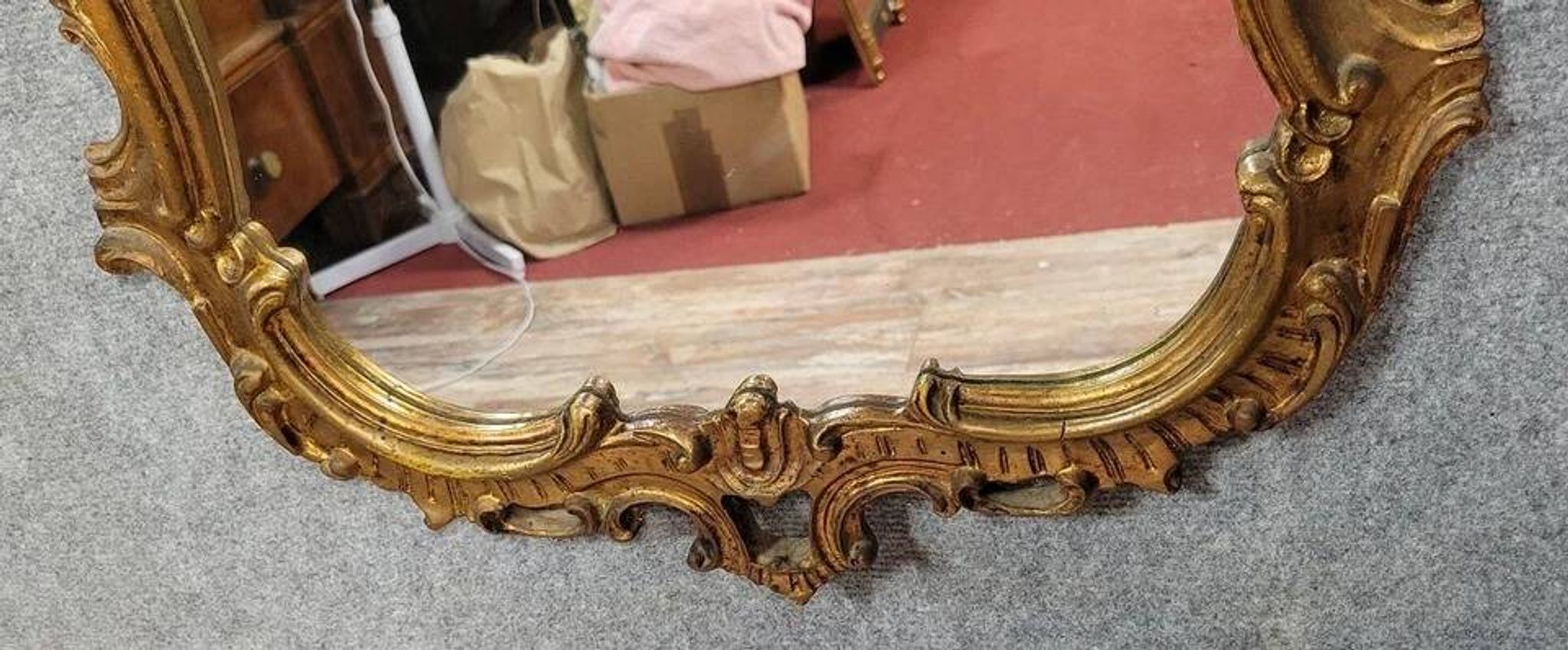 Large Baroque Louis XV Style Mirror in gilded wood from the early 20th century